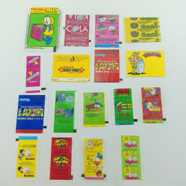 Этикетки от различных жвачек 90-х. 18 штук.